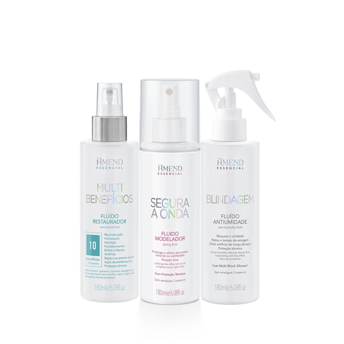 Kit Fluido Blindagem + Fluido Multibeneficios + Fluido Segura a Onda